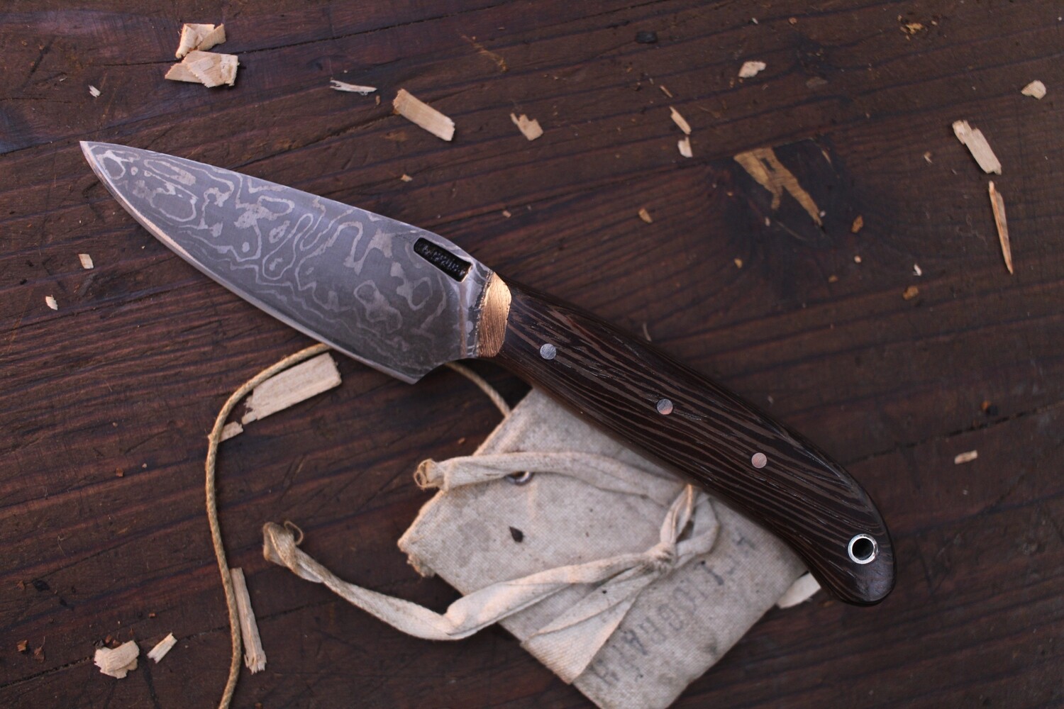 Mark Couch 3.5&quot; Drop Point Hunter / Wenge  / Alaskan Forged MAGMA  Damascus