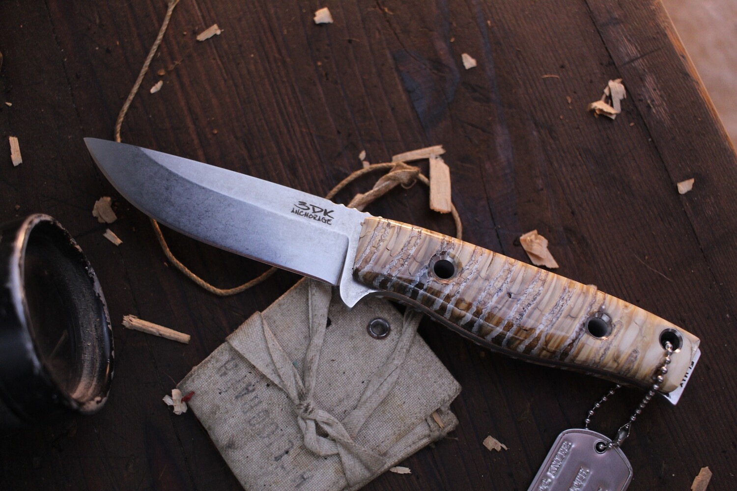 3DK MAK 4&quot; Fixed Drop Point, N690 Blade / Mammoth Tooth Handle