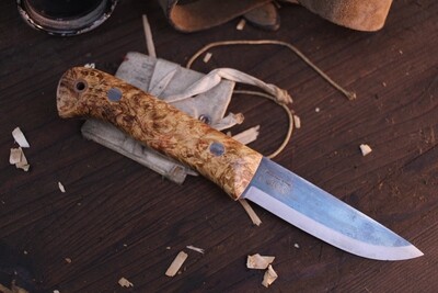 Wood Bear Knives Nordic Bear MK1 4” Drop Point / Karelian Birch  / Satin O1