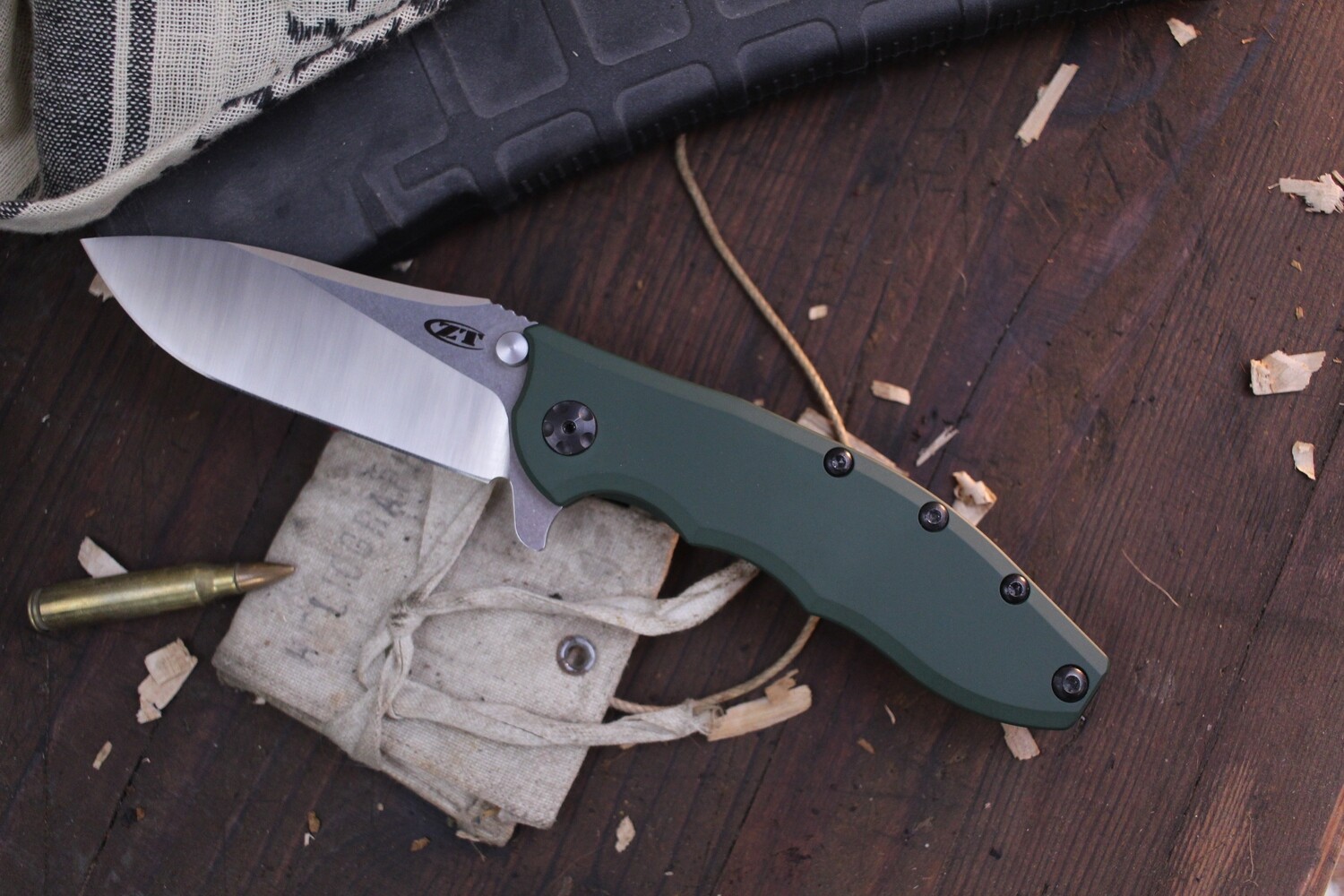 Zero Tolerance 0562TI Hinderer 3.5&quot; Frame Lock Flipper / Forest Green Cerakote Titanium / Satin 20CV