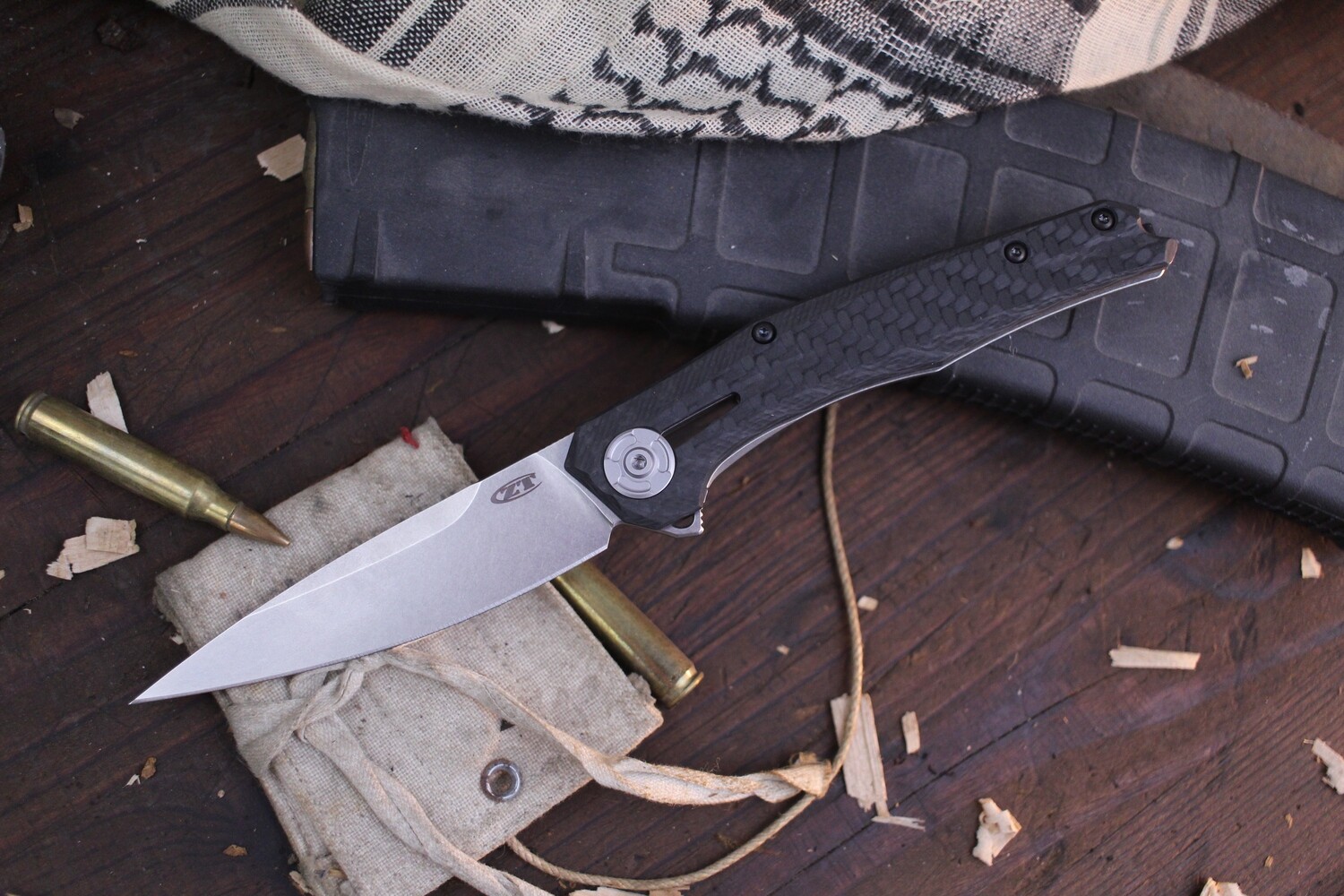 Zero Tolerance 0707 3.5&quot; Frame Lock Flipper / Carbon Fiber / Stonewash 20CV ( Pre Owned )