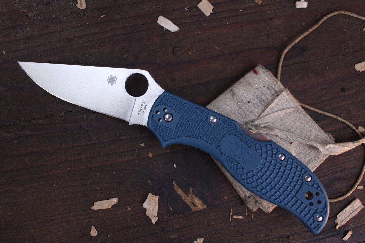 Spyderco Stretch 2 Lightweight 3.4&quot; Lockback Folder / Blue FRN / Satin K390 ( Pre Owned )