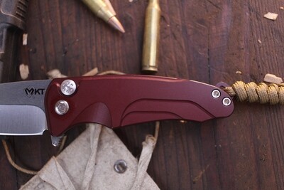 Medford Knife and Tool (MKT) Smooth Criminal 3" Plunge Lock Flipper / Red Aluminum / Stonewashed S35VN ( Pre Owned )
