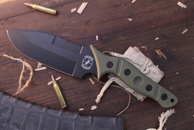Sniper Bladeworks Mamu 5.5" Fixed Blade / OD Green G-10 / Black DLC 420HC