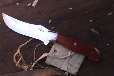 M&W Alaskan South Side Slicer 4.5” Trailing Point / Bloodwood & Steel Bolster / Polished AEB-L