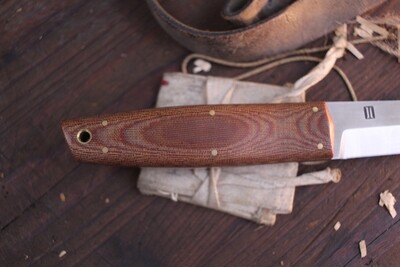 Isley Blades Model 23 5” Fixed Blade / Natural Micarta  / Acid Wash Single Bevel AEB-L