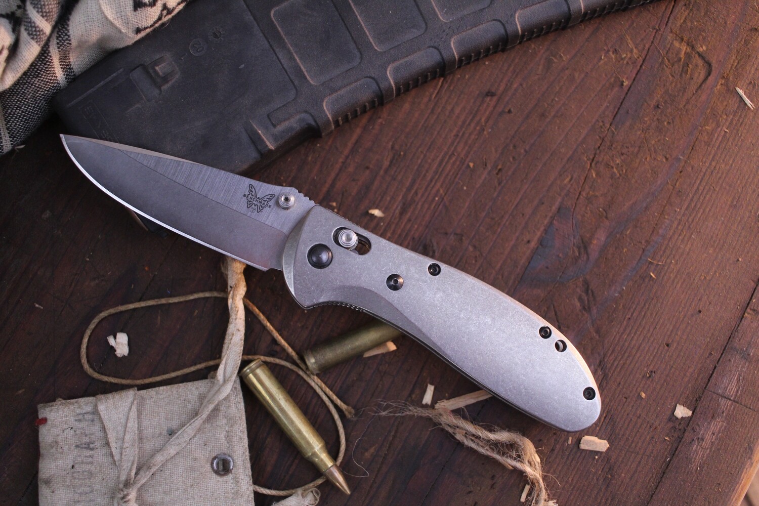 Benchmade Griptilian 3.45&quot; AXIS Lock Knife  / Titanium / Satin 20CV ( Pre Owned )