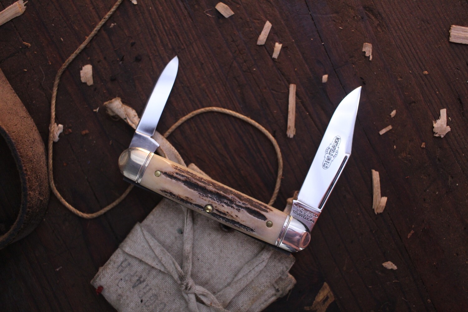 Great Eastern Northfield UN-X-LD White Owl 2.5&quot; Slipjoint Folder / Sambar Stag / Satin Clip Point 1095 ( Pre Owned )