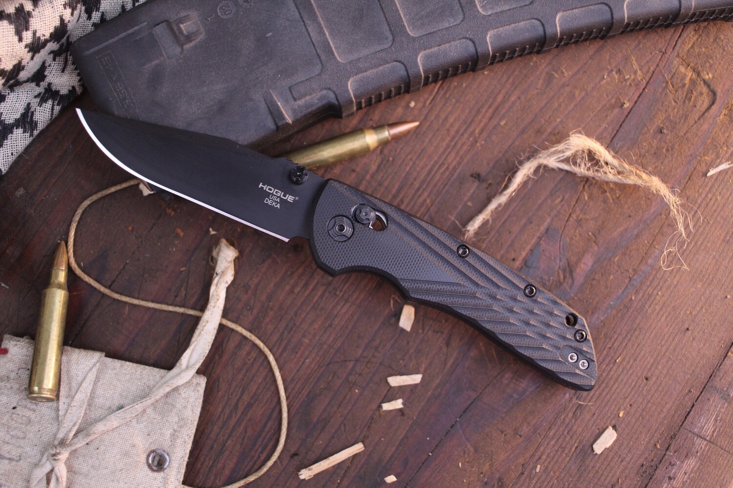 Hogue Deka 3.25&quot; ABLE Lock Folder / Black G-10 / Black Cerakote CPM-20CV ( Pre Owned )