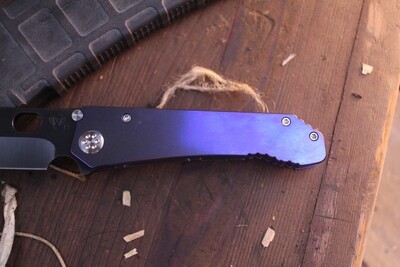 Medford Knife and Tool (MKT) 187DP 4.25" Framelock Folder / Violet Anodized Titanium / Black PVD S90V Tanto ( Pre Owned )