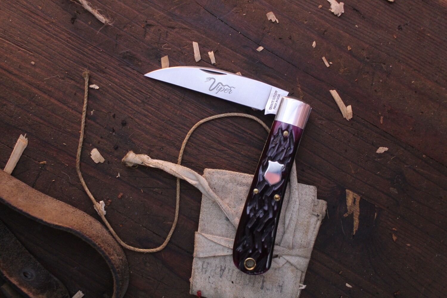 Great Eastern Cutlery Viper 3&quot; Slipjoint Folder / Black Plum Jigged Bone / Satin Wharncliffe 1095 ( Pre Owned )