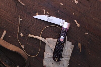 Great Eastern Cutlery Viper 3" Slipjoint Folder / Black Plum Jigged Bone / Satin Wharncliffe 1095 ( Pre Owned )