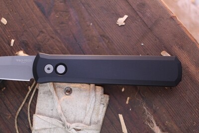 Pro-Tech Godfather 4” Auto Buttonlock Folder / Black Aluminum / Bead Blasted 154CM