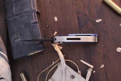 Pro-Tech Limited Edition Sprint 2” Auto Buttonlock Folder / 3D Contoured &amp; Two Tone Anodized Titanium / Black DLC S35VN