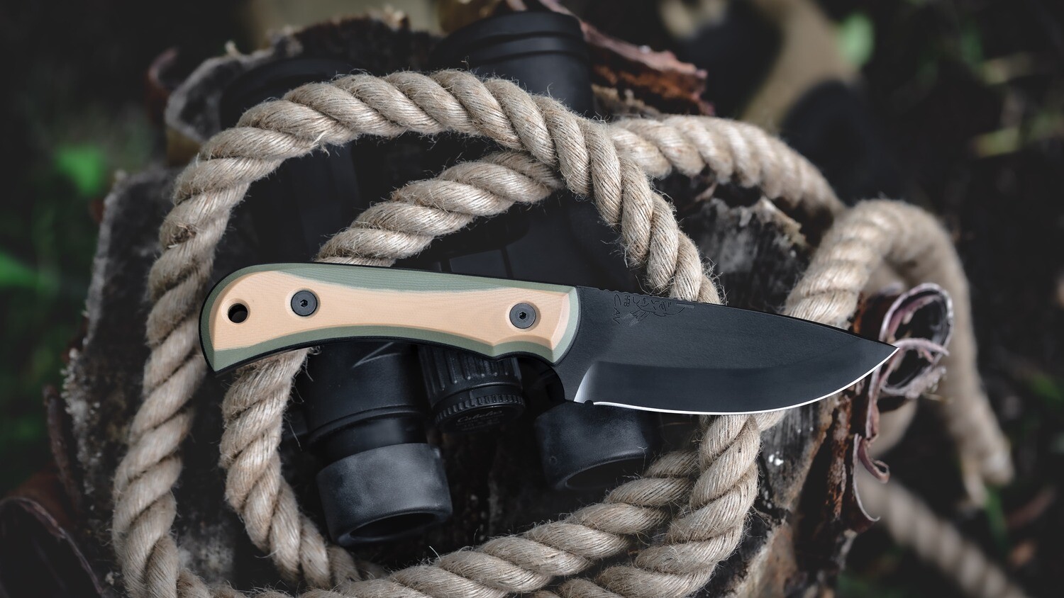 Half Face Blade Cavner 4.2&quot; Fixed Blade / Multi Cam G-10 / Elite Black Cerakote S45VN