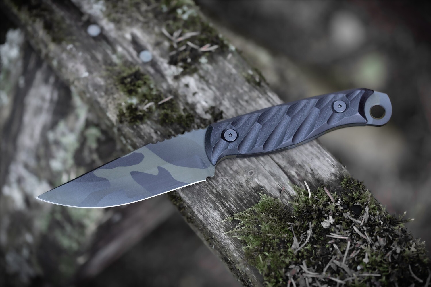 Half Face Blade Crow Jr. 4&quot; Fixed Blade / Black G-10 / Multi Cam Cerakote S35VN