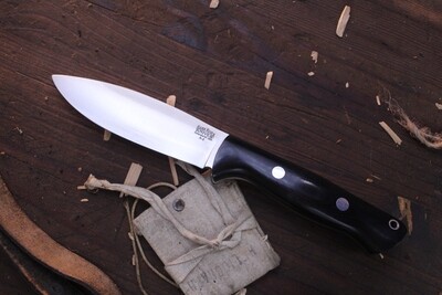 Bark River Knives U.P. Bravo 4.66” Fixed Blade / Black Canvas Micarta & Orange Liners / Satin A2 ( Pre Owned )