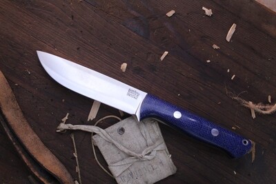 Bark River Knives Custom Bravo 1.25 LT 5” Fixed Blade / Navy Burlap Micarta / Satin CPM-CruWear ( Pre Owned )