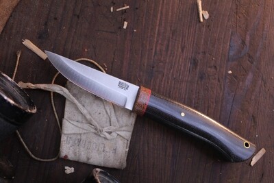 Bark River Knives Forest Scandi 3.77” Fixed Blade / Black Canvas Micarat & Natural Micarta Bolster / Satin CPM-3V ( Pre Owned )