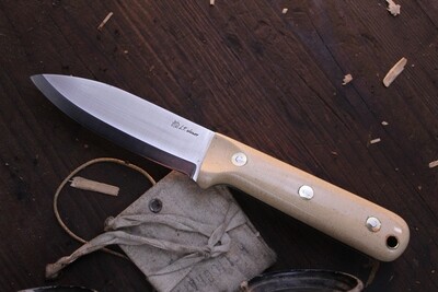 L.T. Wright Genesis 4.25” Fixed Blade / Natural Micarta / Satin Scandi Ground A2 ( Pre Owned )