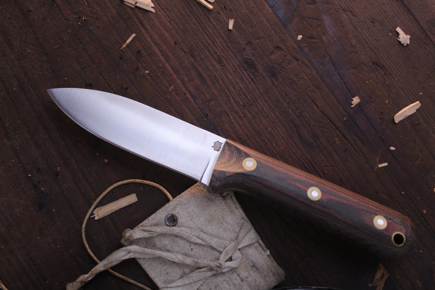 L.T. Wright Genesis 4.25” Fixed Blade / Red &amp; Black Micarta / Satin Convex Ground CPM-3V ( Pre Owned )