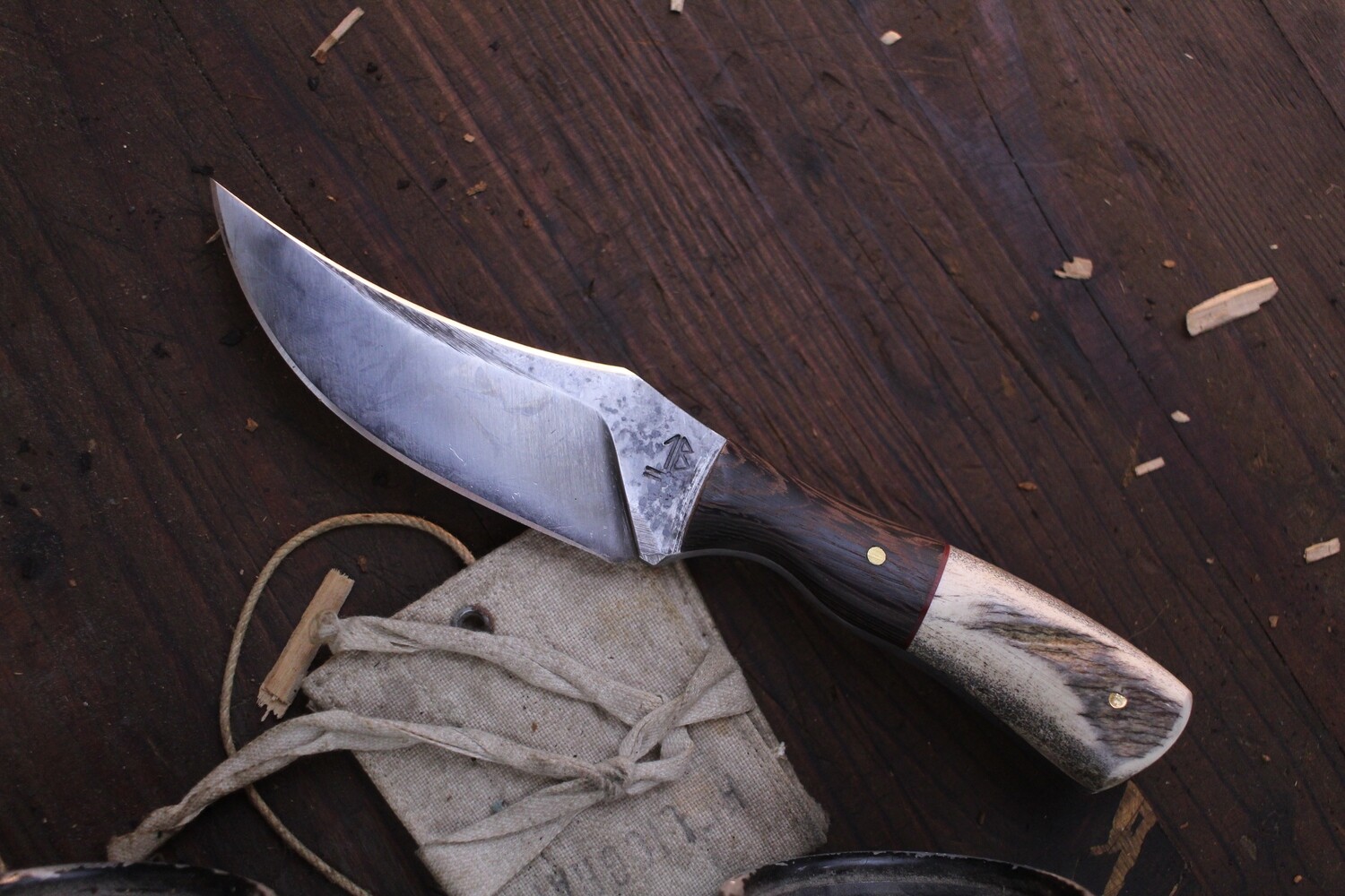 Barrett Knives TUSK 4” Fixed Blade / Moose Antler &amp; Wenge / Alaskan Forged 1095