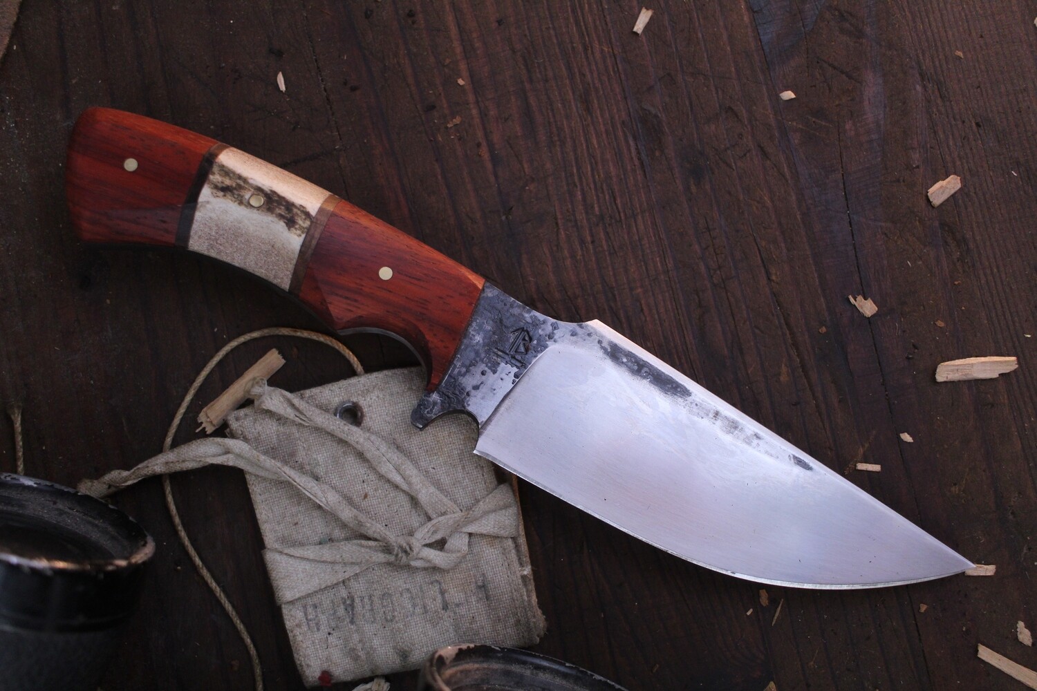 Barrett Knives Strider 5” Fixed Blade / Moose Antler &amp; Padauk / Alaskan Forged 1095