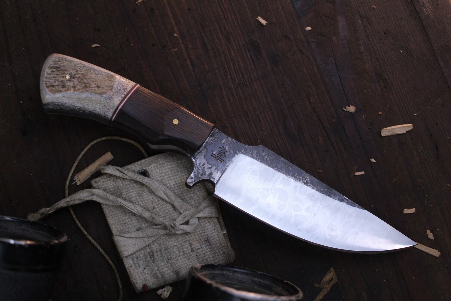 Barrett Knives Strider 5” Fixed Blade / Moose Antler &amp; Wenge / Alaskan Forged 1095