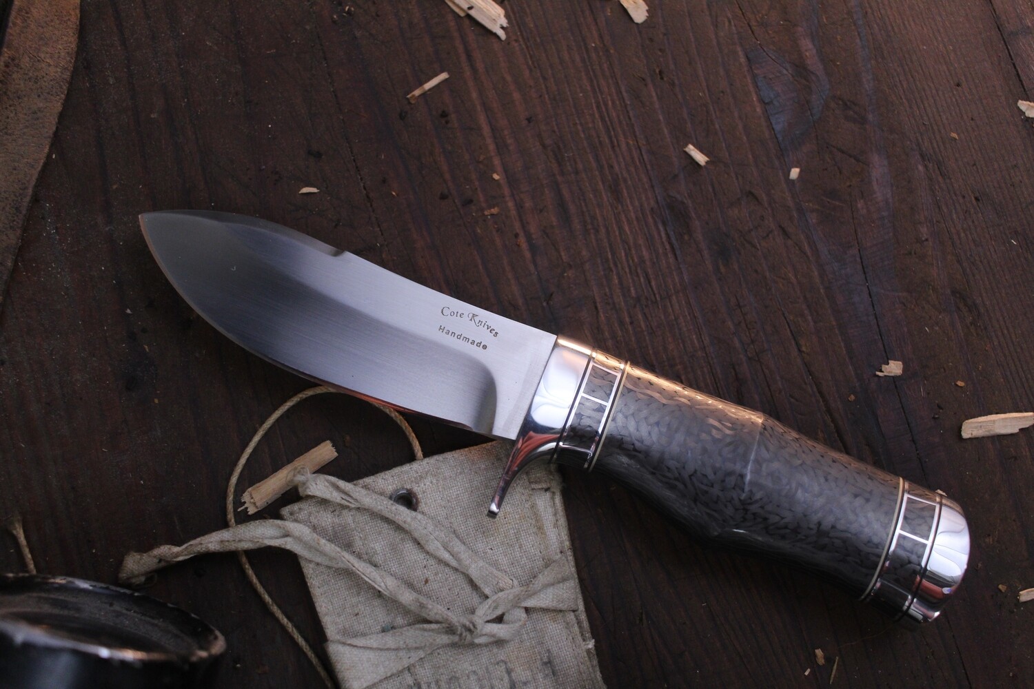Cote Knives Bullnose Skinner 4.5" Fixed Blade / Carbon Fiber / Satin S30V ( Pre Owned )