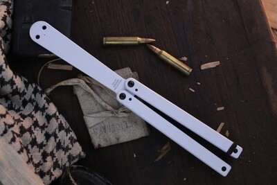 Squid Industries Squiddy 4.3" Butterfly Balisong Trainer / White PVC / White Polymer