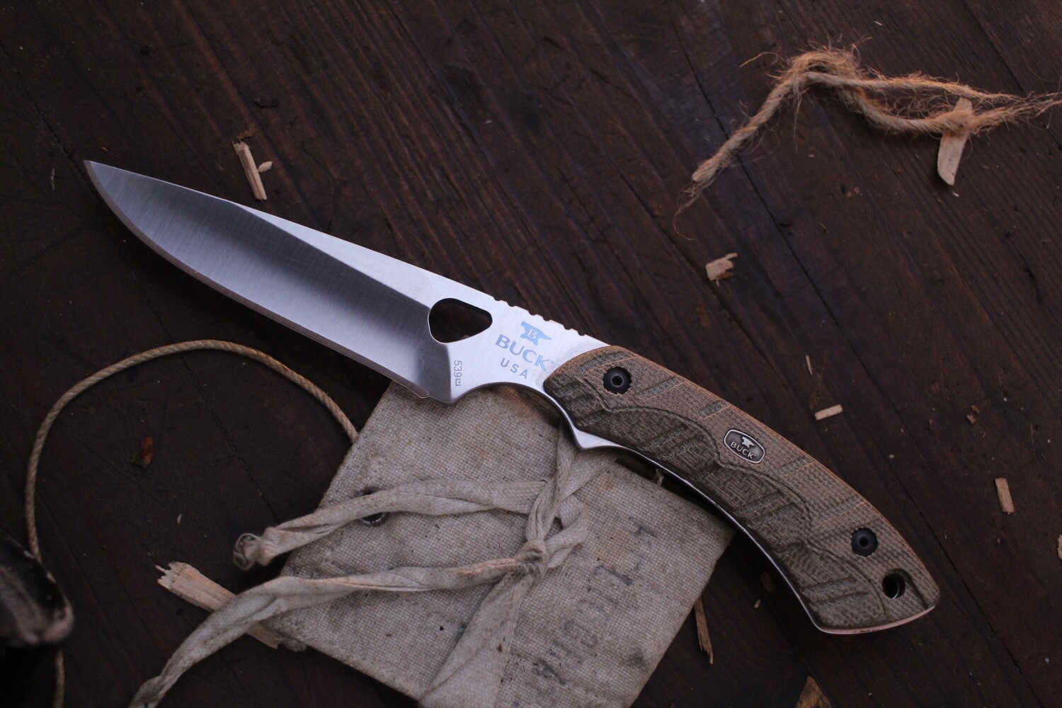 Buck 539 Open Season 4.25&quot; Small Game Fixed Blade / OD Green Micarta / Satin S35VN ( Pre Owned )