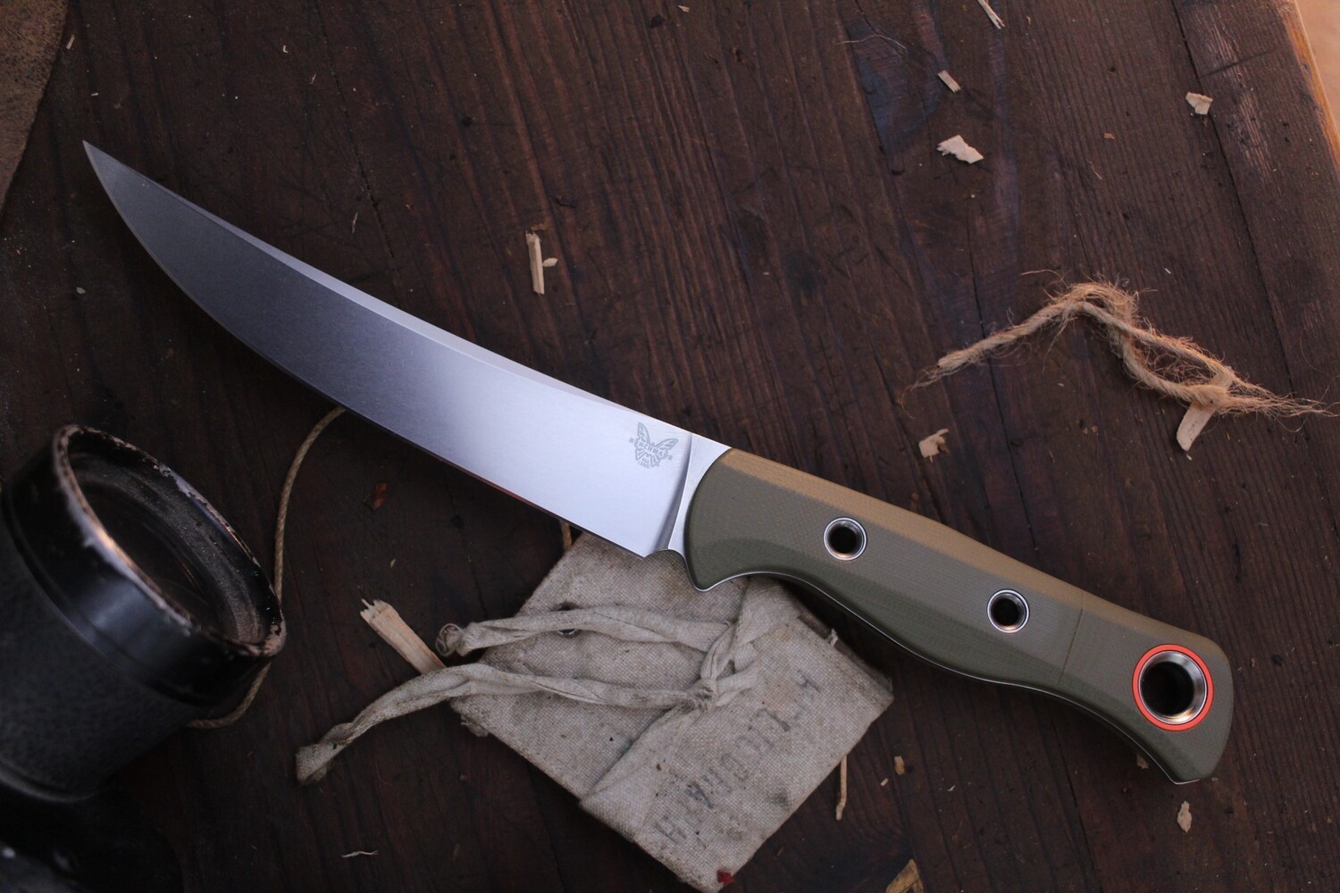 Benchmade Meatcrafter 6.1&quot; Fixed Blade / OD Green G-10 / Stonewashed S45VN