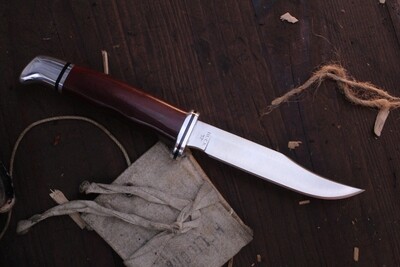Buck 102 Woodsman 4" Fixed Blade Knife / Red Micarta & Aluminum / Satin S30V ( Pre Owned )