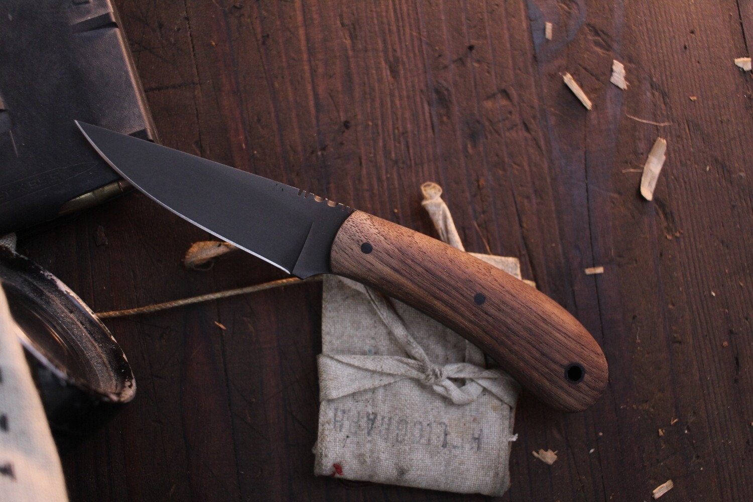 Winkler Knives Standard Duty 2 3.25" Fixed Blade / Walnut Wood / Black 80CRV2