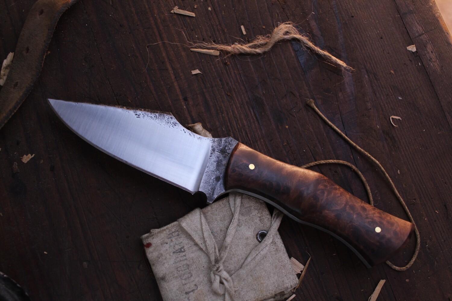 Barrett Knives Ranger 4” Spearpoint Hunter / Box Elder Burl / Forge Finish 1095