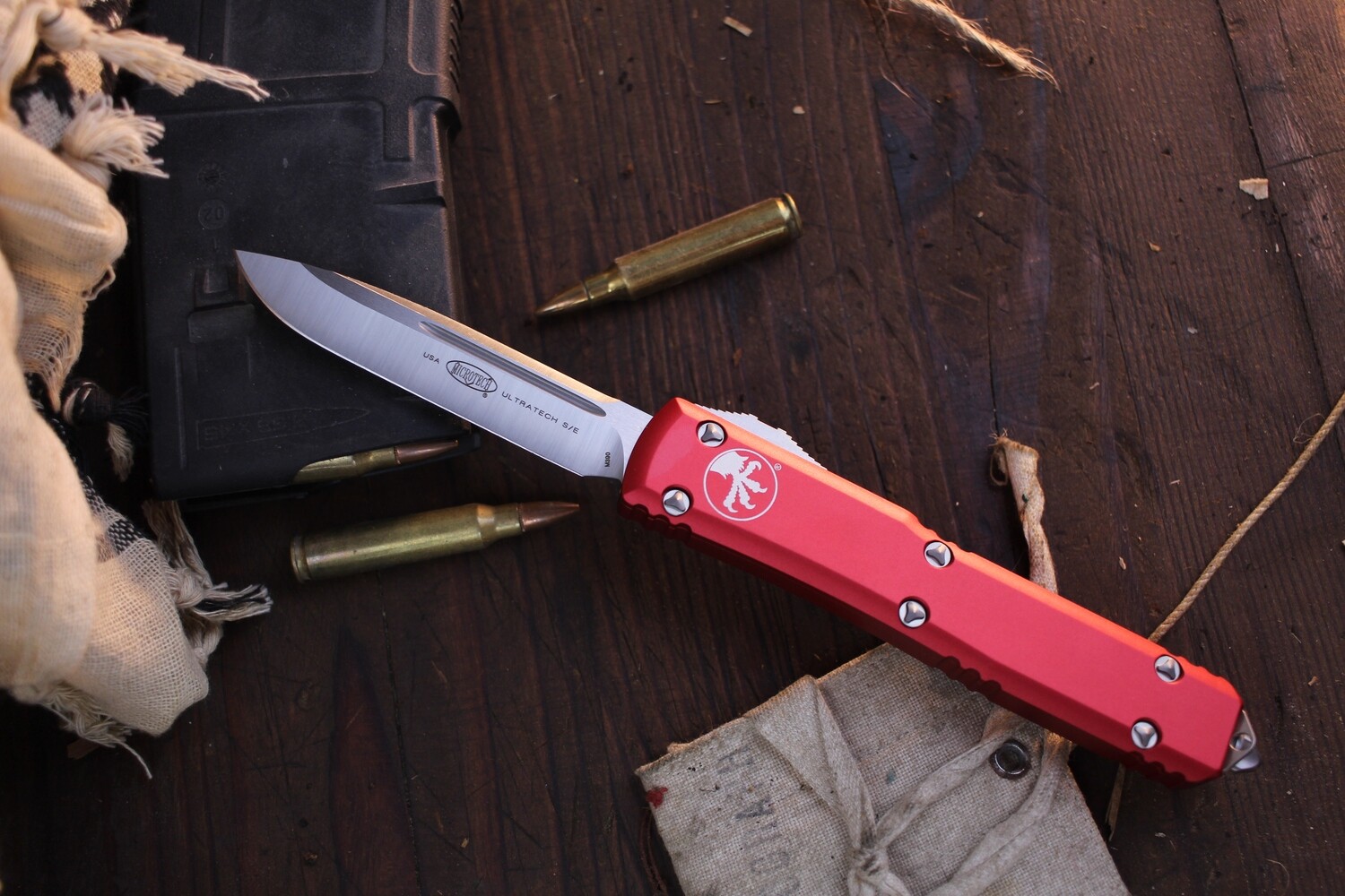 Microtech Ultratech S/E 3.4&quot; OTF Auto / Red Aluminum / Satin 