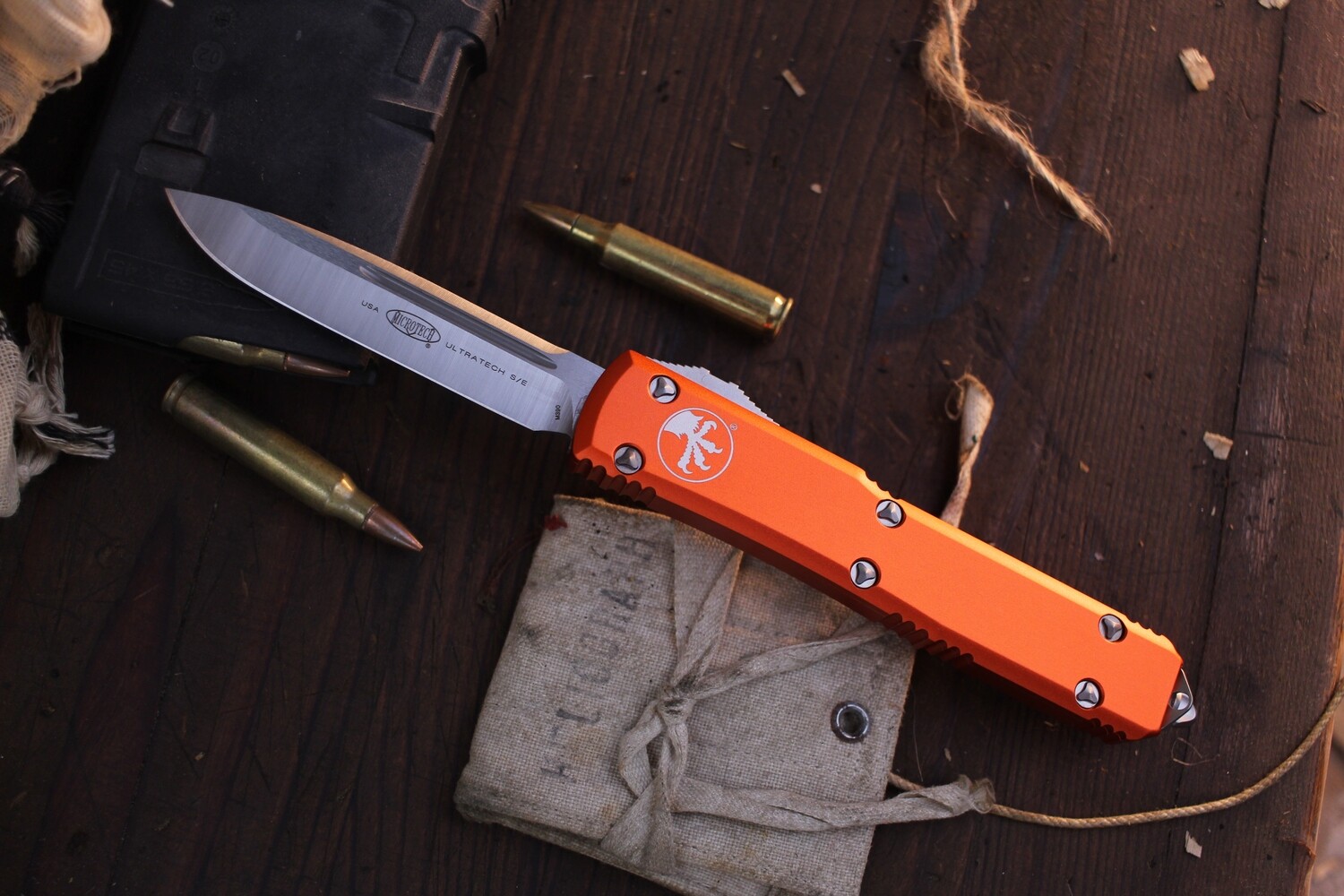 Microtech Ultratech S/E 3.4&quot; OTF Auto / Orange Aluminum / Satin 