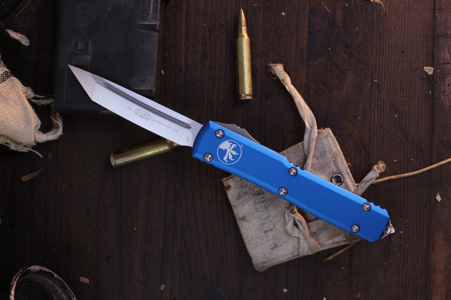 Microtech Ultratech T/E 3.4&quot; OTF Auto / Blue Aluminum / Satin