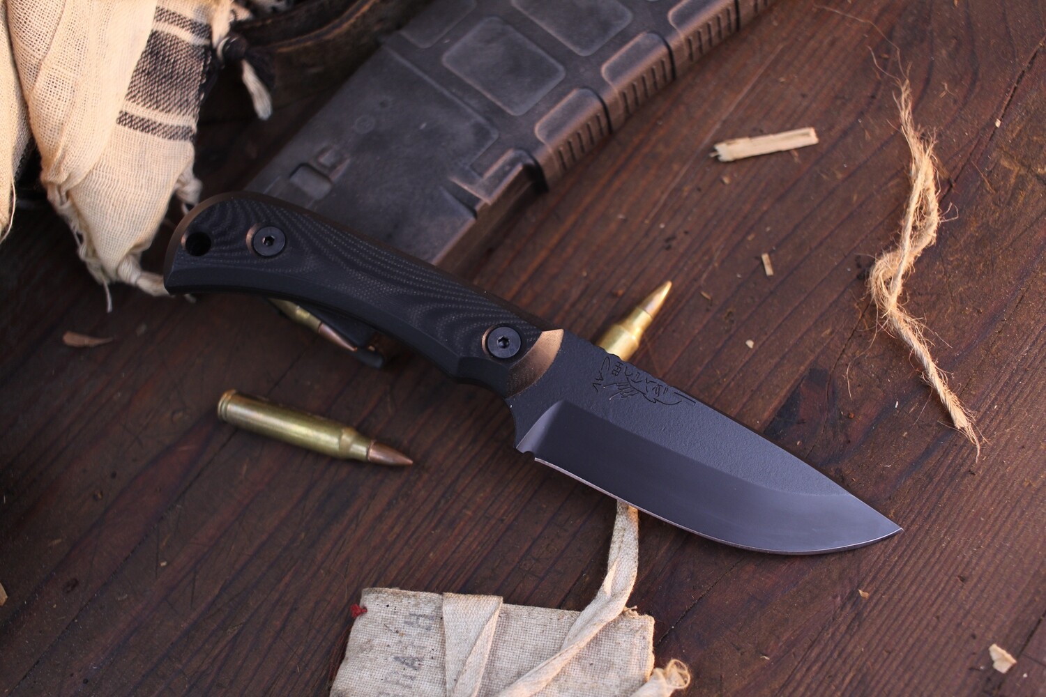 Half Face Blade Cav Jr. 3.5&quot; Fixed Blade / Black Textured G-10 / Elite Black Cerakote S45VN