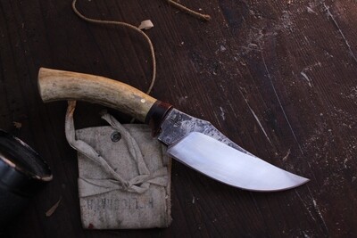 Barrett Knives TUSK 4” Fixed Blade / Moose Antler / Alaskan Forged 1095