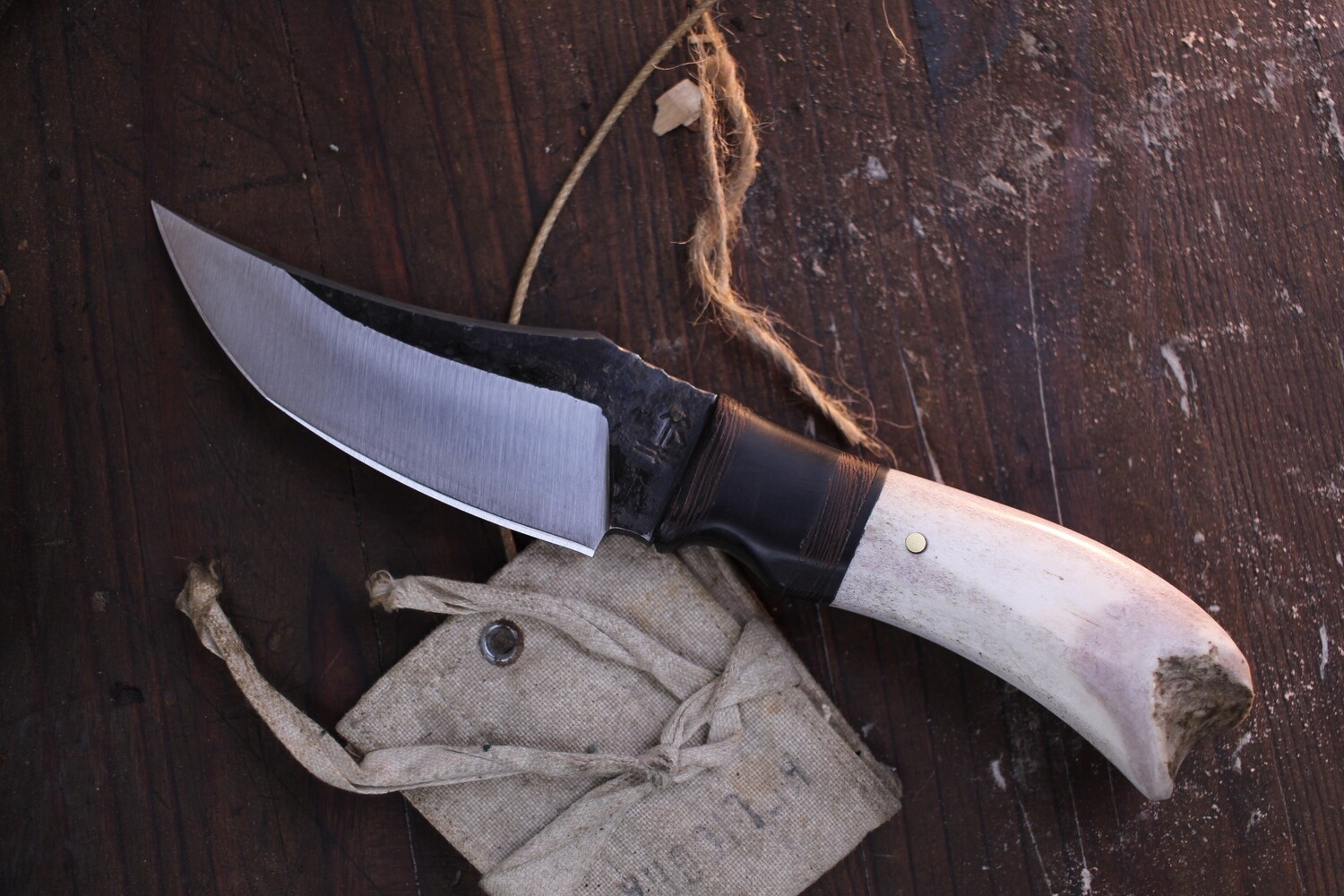 Barrett Knives TUSK 4” Fixed Blade / Moose Antler With Ebony &amp; Wenge Bolster / Alaskan Forged 1095
