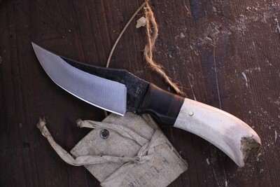 Barrett Knives TUSK 4” Fixed Blade / Moose Antler With Ebony & Wenge Bolster / Alaskan Forged 1095 Barrett Knives TUSK 4” Fixed Blade / Moose Antler With Ebony & Wenge Bolster / Alaskan Forged 1095