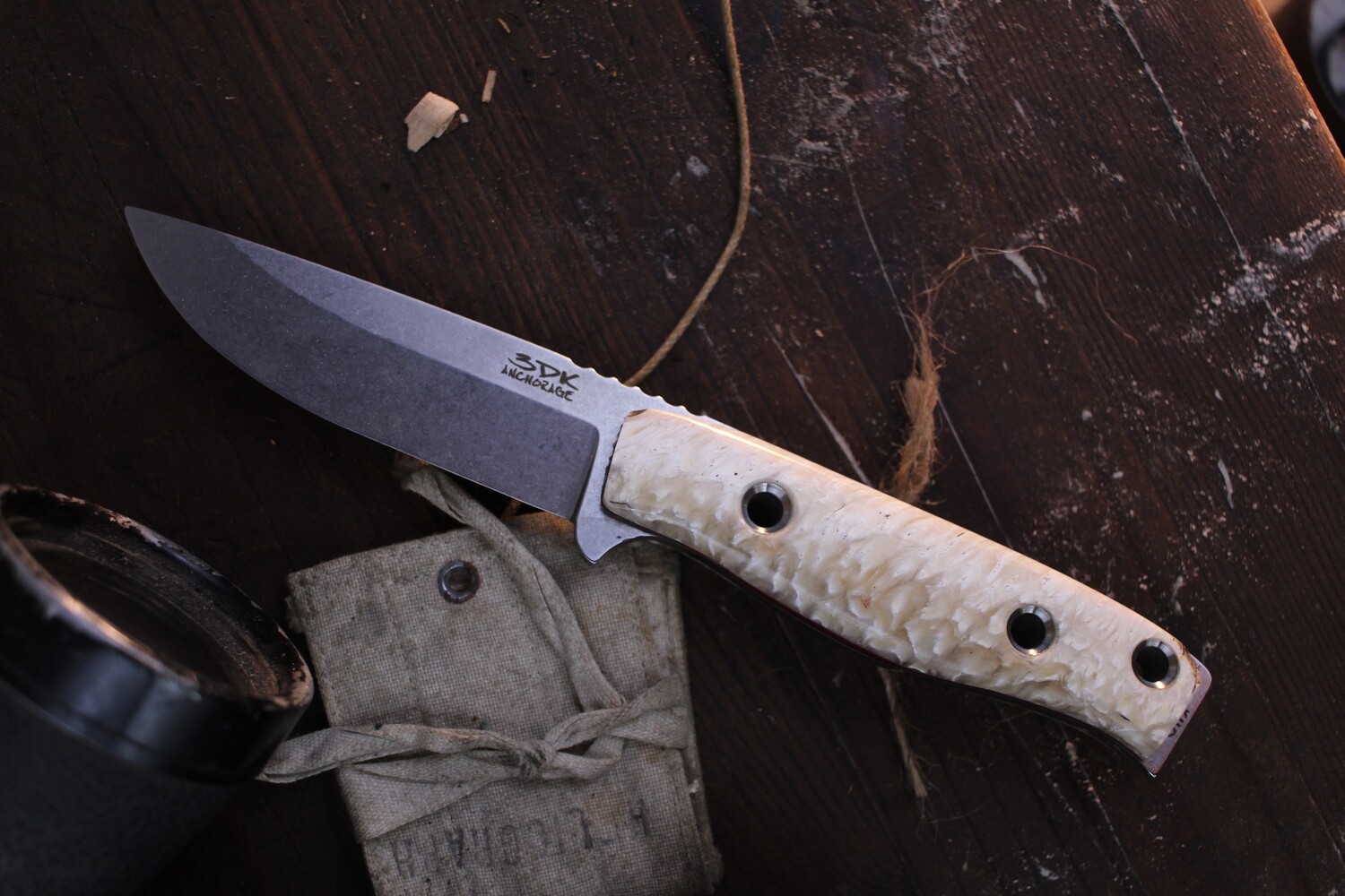 3DK MAK 4&quot; Fixed Drop Point, K110 Blade / Musk Ox Handle 