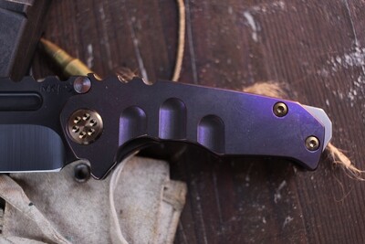 Medford Knife &amp; Tool (MKT) Micro T 2.875” Framelock Folder / Violet Titanium &amp; Bronzed Hardware / Black PVD S35VN