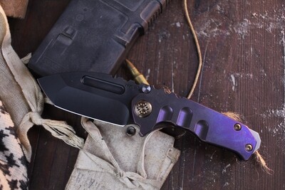 Medford Knife &amp; Tool (MKT) Micro T 2.875” Framelock Folder / Violet Titanium &amp; Bronzed Hardware / Black PVD S35VN
