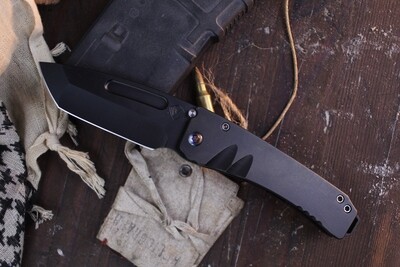 Medford Knife &amp; Tool (MKT) Midi Marauder 3.625” Framelock Folder / Black PVD Titanium / Black PVD S35VN