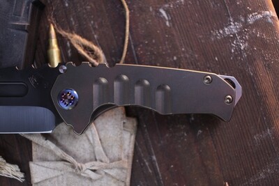 Medford Knife &amp; Tool (MKT) Genesis T 3.5” Framelock Folder / Bronzed Titanium / Black PVD CPM-3V