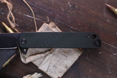 Medford Knife &amp; Tool (MKT) M-48 3.9" Hybrid Framelock Flipper / Green  Aluminum &amp; Titanium / Black PVD S35VN