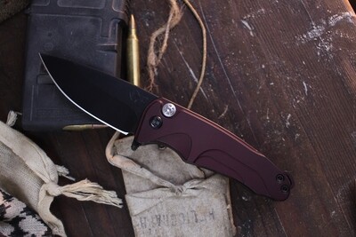 Medford Knife & Tool (MKT) Smooth Criminal 3” Plunge Lock Folder / Red Aluminum / Black PVD S35VN