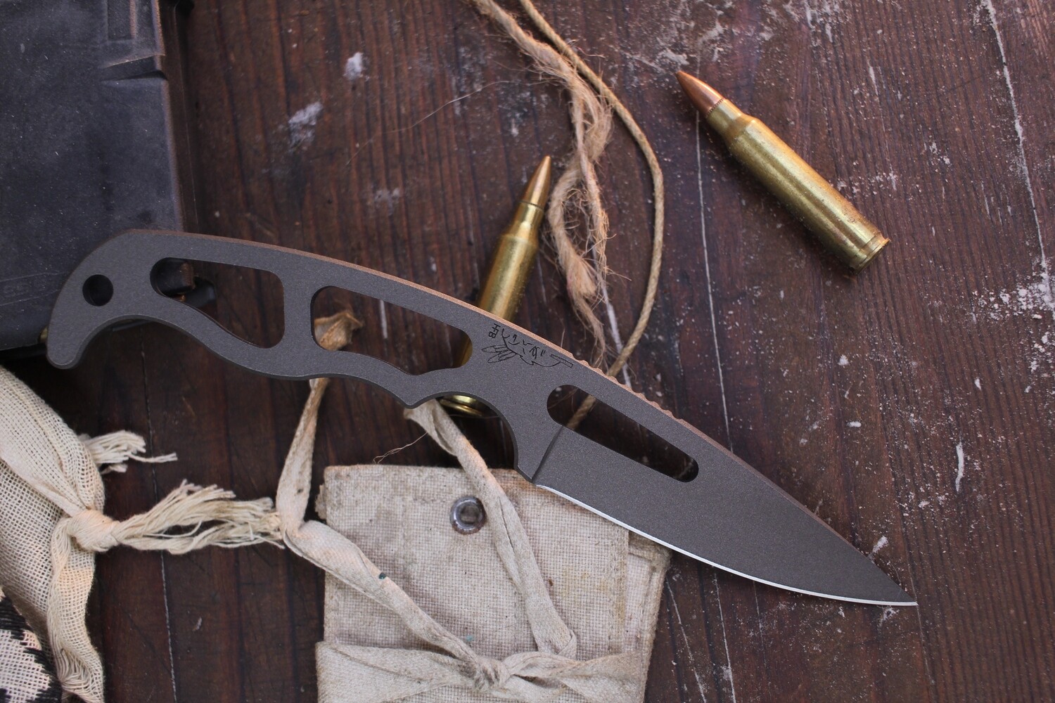 Half Face Blade Skeletor 3.3” Fixed Blade / Skeletonized /  Gun Metal Bronze Cerakote S35VN